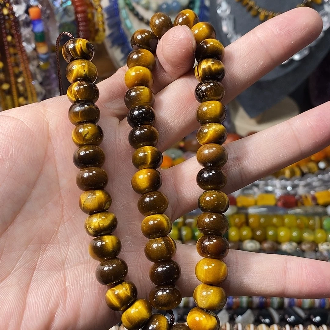 石英质玉未镶嵌，A品虎眼算盘9×12mm，