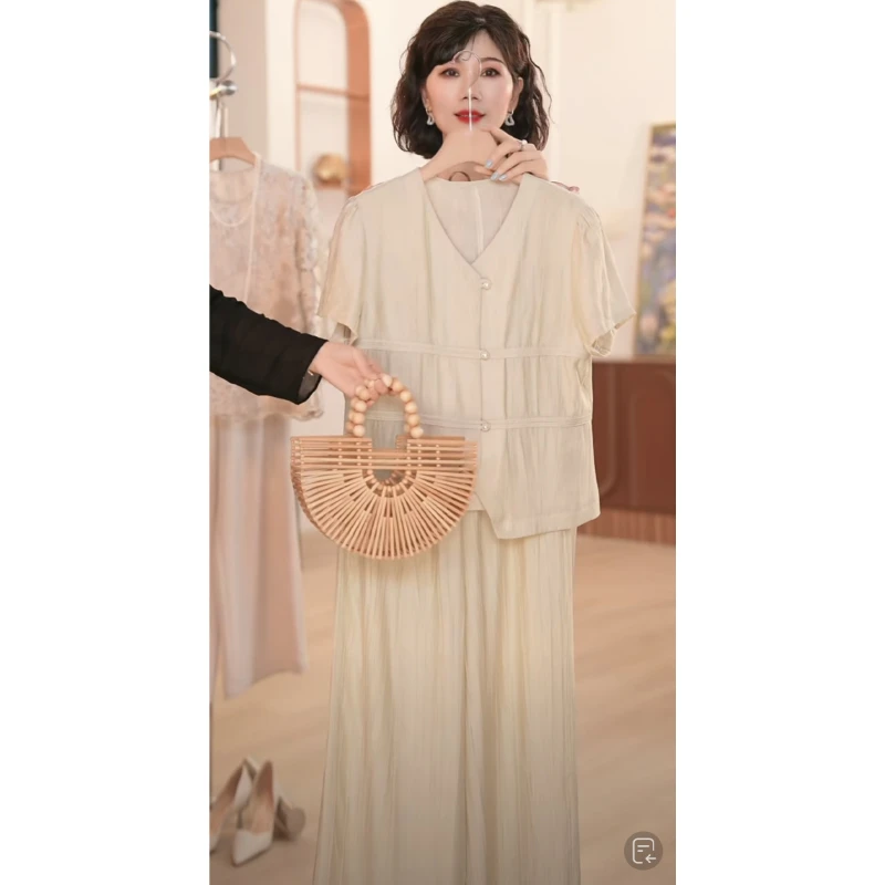 2025新款洋气套装中老年女装上衣服套装妈妈夏装洋气小衫t恤