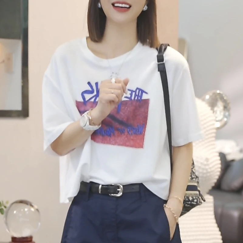 【现货·六色可选】洋气衣服女装百搭短袖T恤2025夏新款宽松显瘦上衣