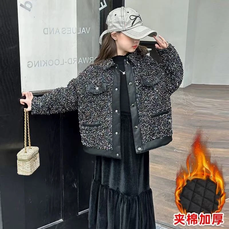 501102《现》韩版儿童休闲时尚百女童搭冬季保暖小香风洋气外套