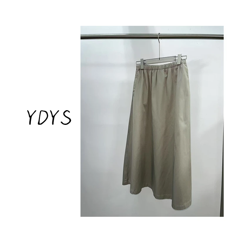 【YDYS】25Y00054 2025新款时尚气质小众抽绳杏色半裙