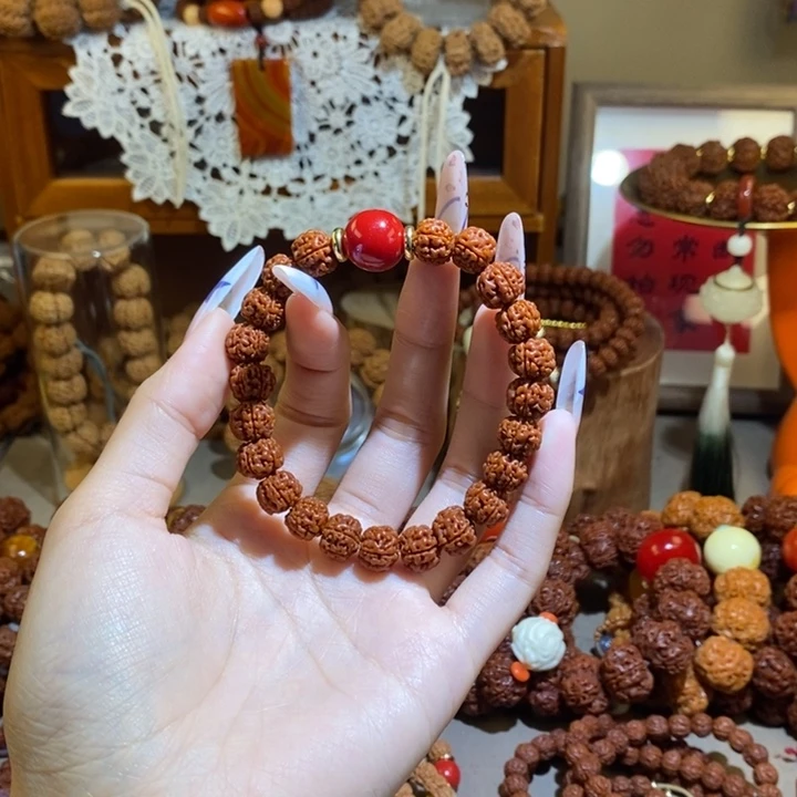 金刚菩提手串105玉华单圈红珠一物一图