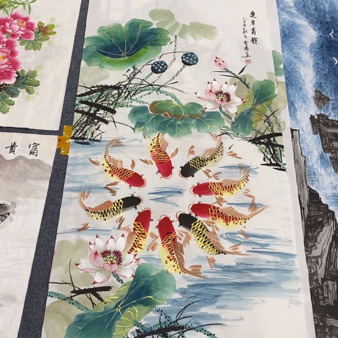 国画140✖️70金线鱼画画画画画