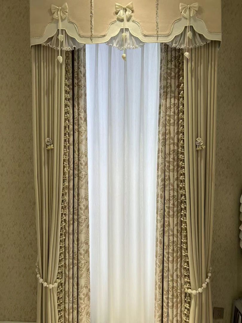 花棠双面雪尼尔成品窗帘（奶茶色）