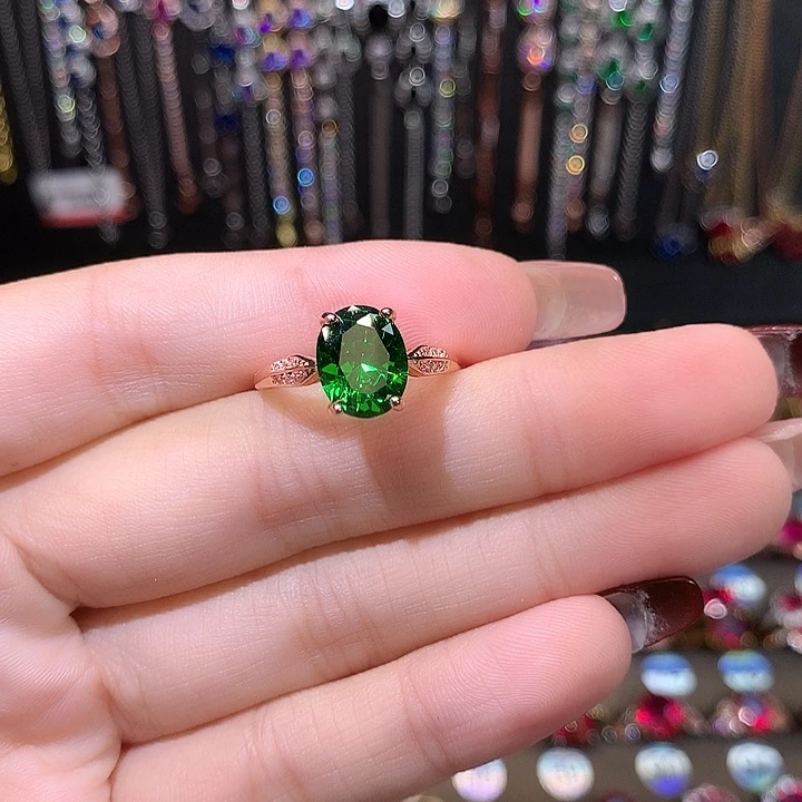 透辉石戒指银S925镶嵌810