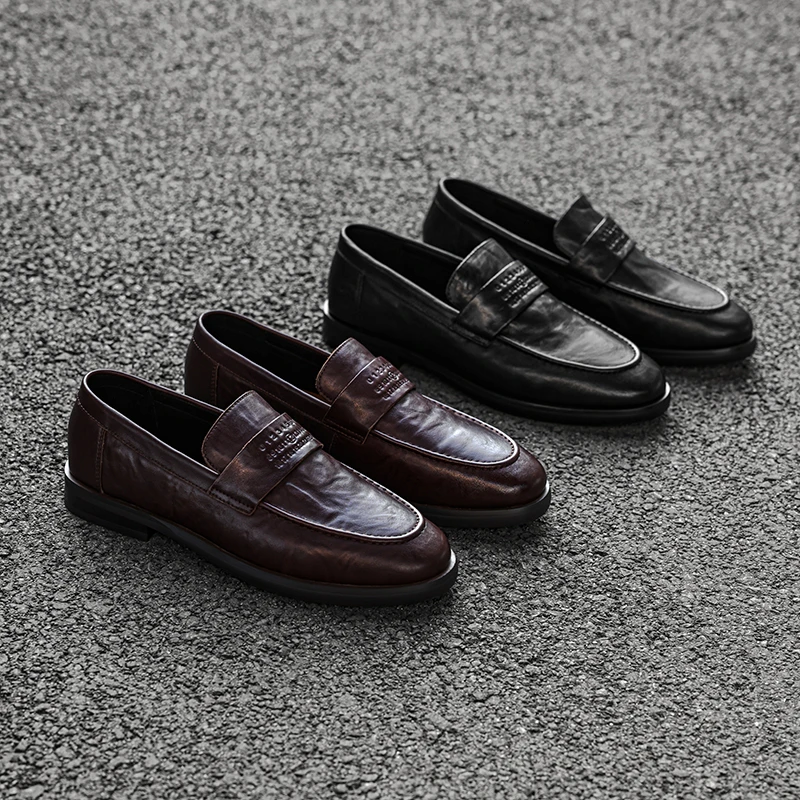 卡卡妮亚 圆头乐福鞋女2025新款时尚百搭韩版软底透气真皮单鞋女