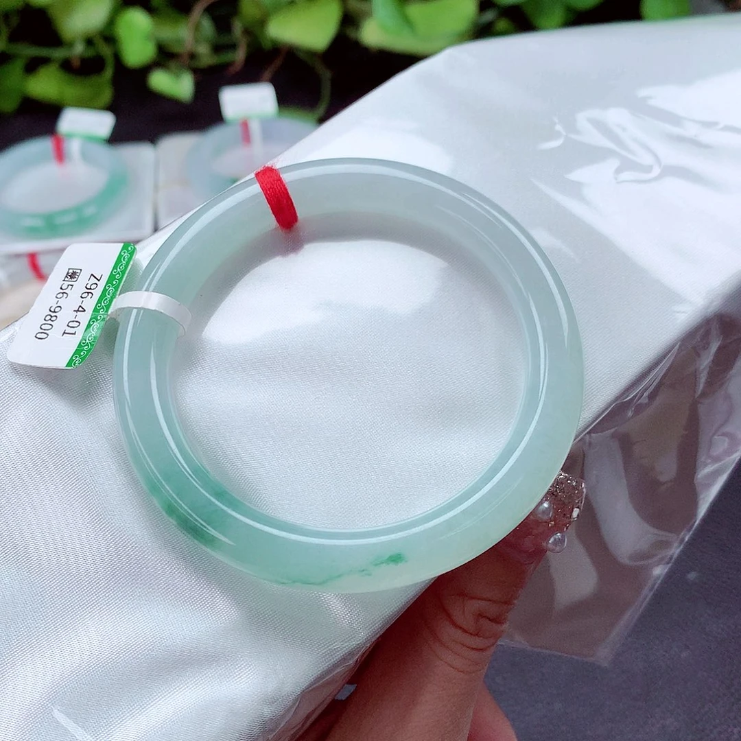 翡翠未镶嵌手镯5657冰晴水飘绿花11号