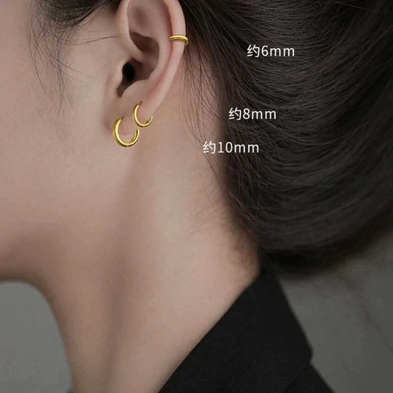 钛钢耳饰 简约气质亮面耳扣小巧女素圈耳环圈圈耳骨钉耳钉