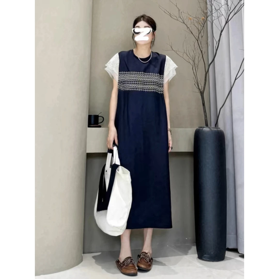 修身洋气独特连衣裙2025夏新款大码胖MM宽松休闲甜美温柔女生裙子