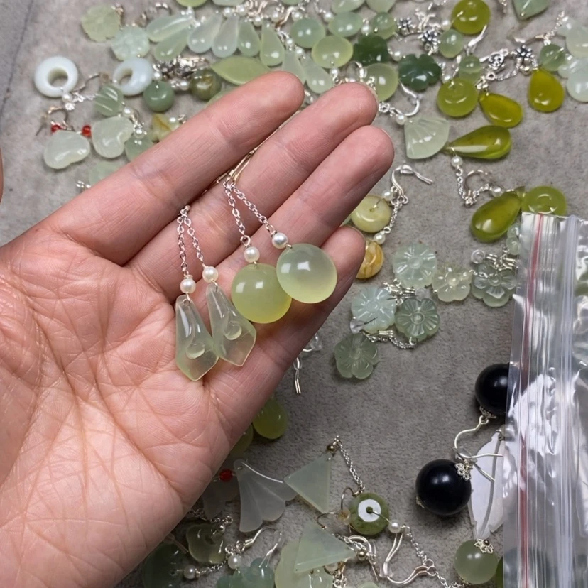 【闪购商品】蛇纹石玉未镶嵌挂件耳饰耳环项链?**?