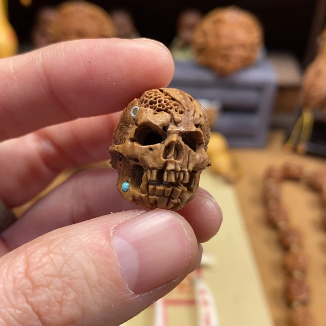 潍坊核雕桃核雕刻骷髅