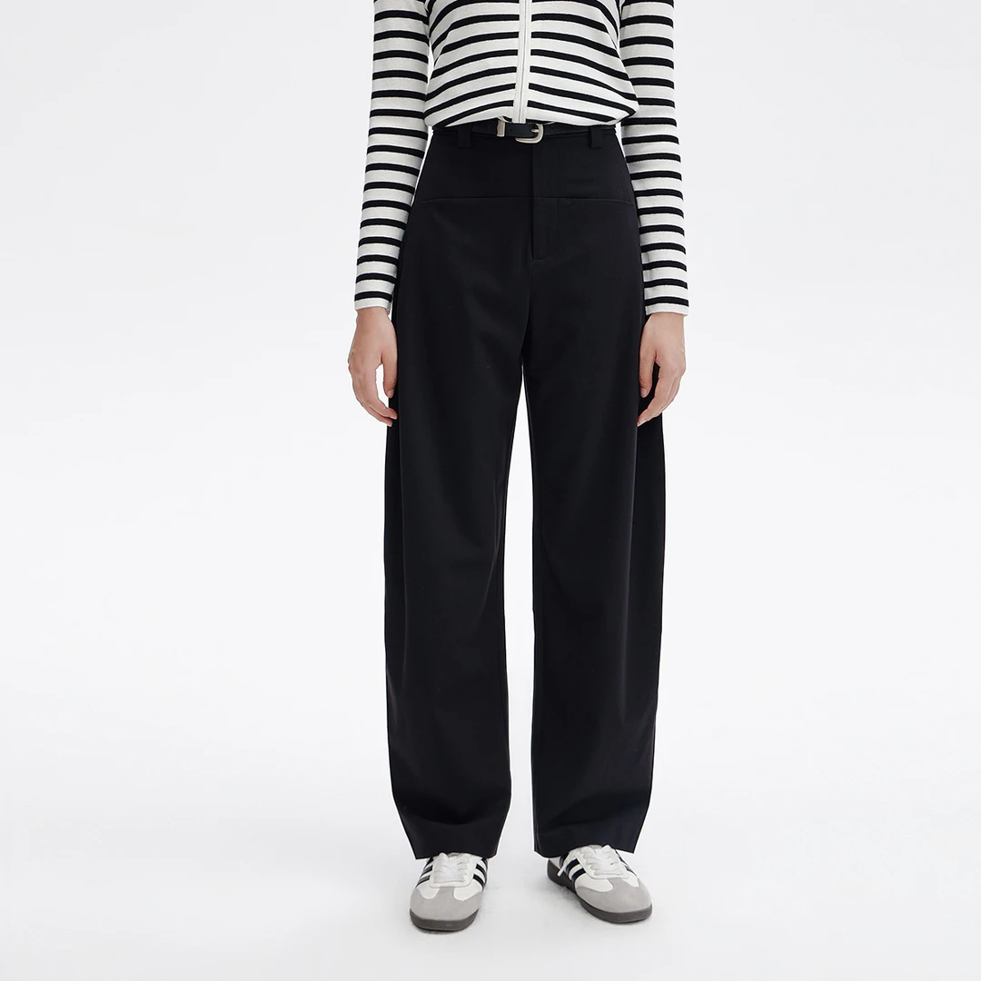 Dekashell/迪卡轩商场同款2025年秋季新款黑色女裤高腰长裤休闲裤