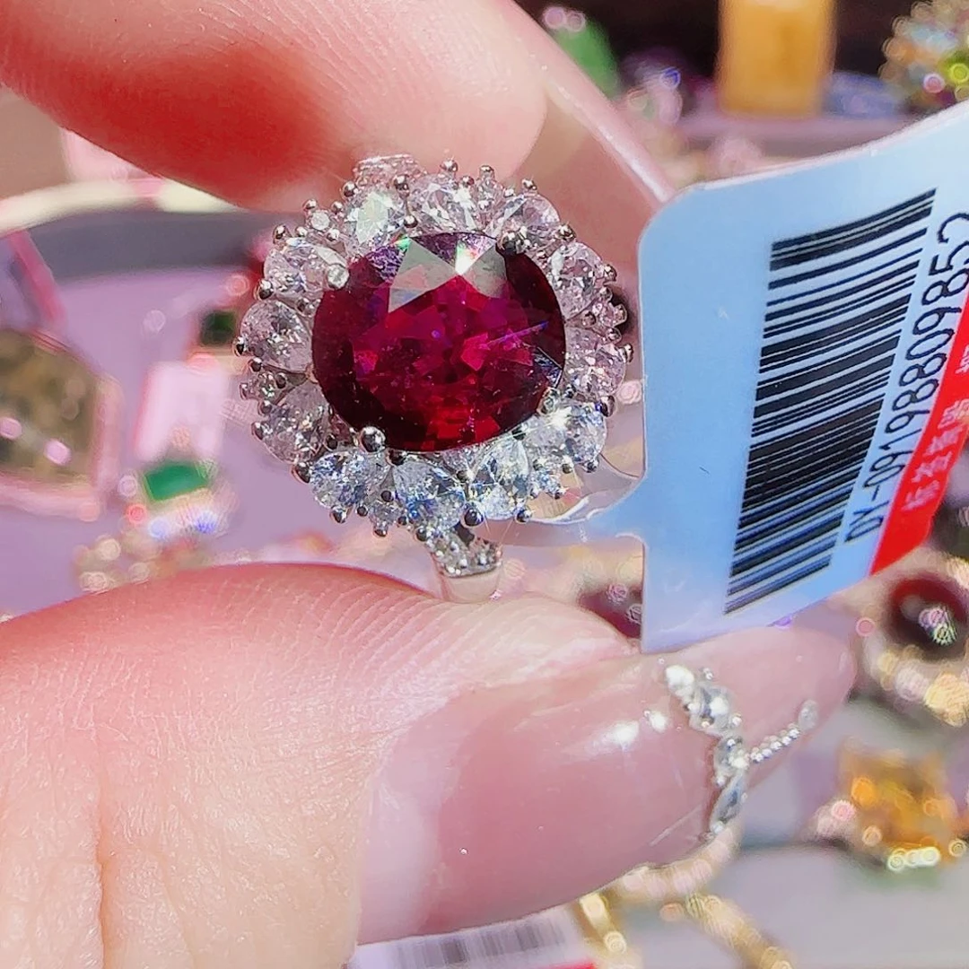 碧玺碧玺戒指银S925镶嵌