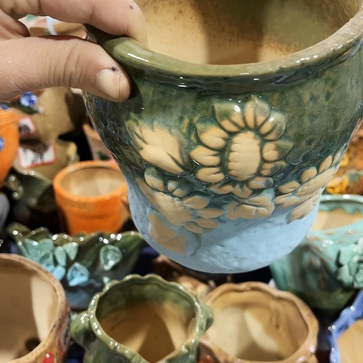 瓷片花盆多肉植物艺术品