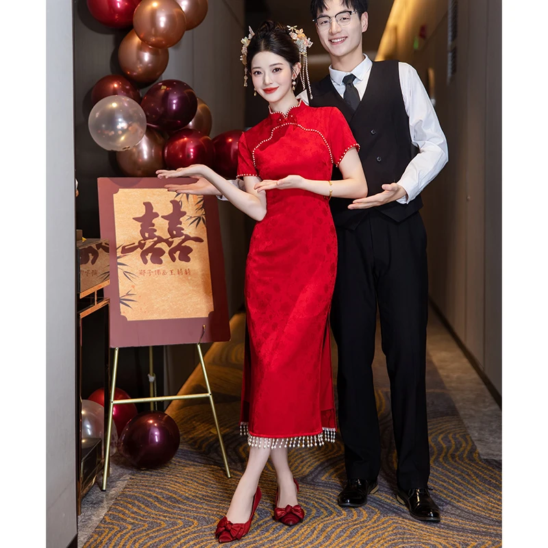 敬酒服新娘平时可穿结婚订婚礼服连衣裙2025新款中式旗袍气质回门
