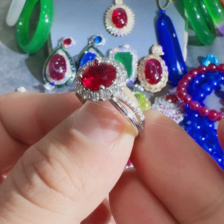 非金属红色蓝色满钻镶嵌