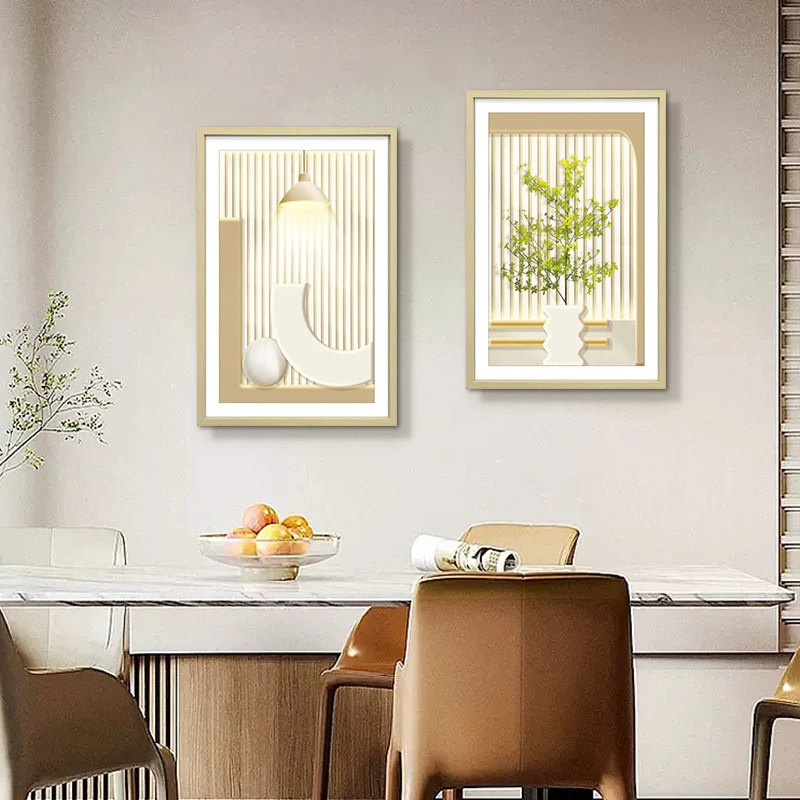 益师傅现代简约植物两联装饰画餐厅走廊过道尽头挂画两联植物4060