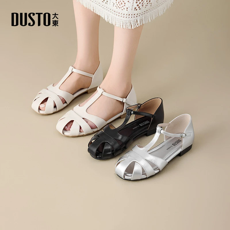 大东包头罗马凉鞋2025夏季新款小众编织镂空包跟一字带猪笼鞋0661