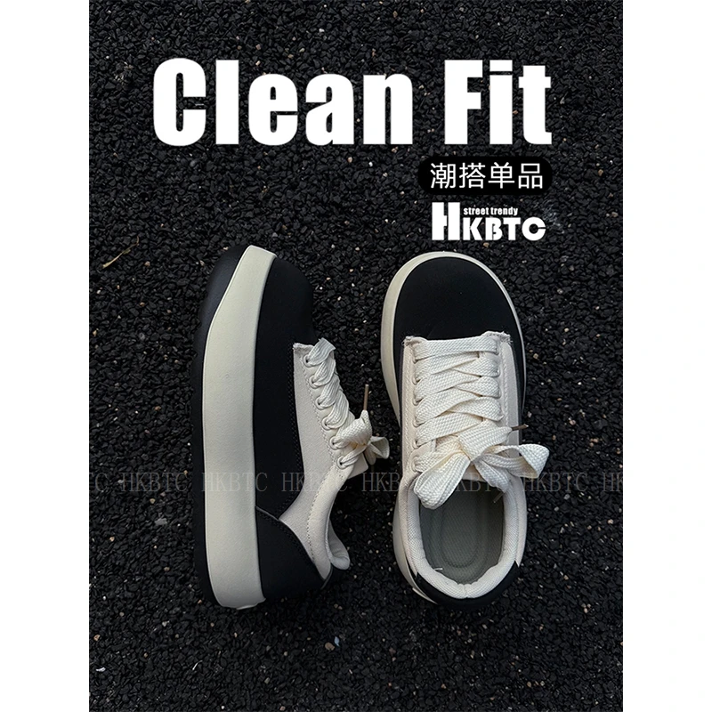 HKBTCstreet trendy秋季新款丑萌面包鞋男休闲厚底潮流百搭板鞋