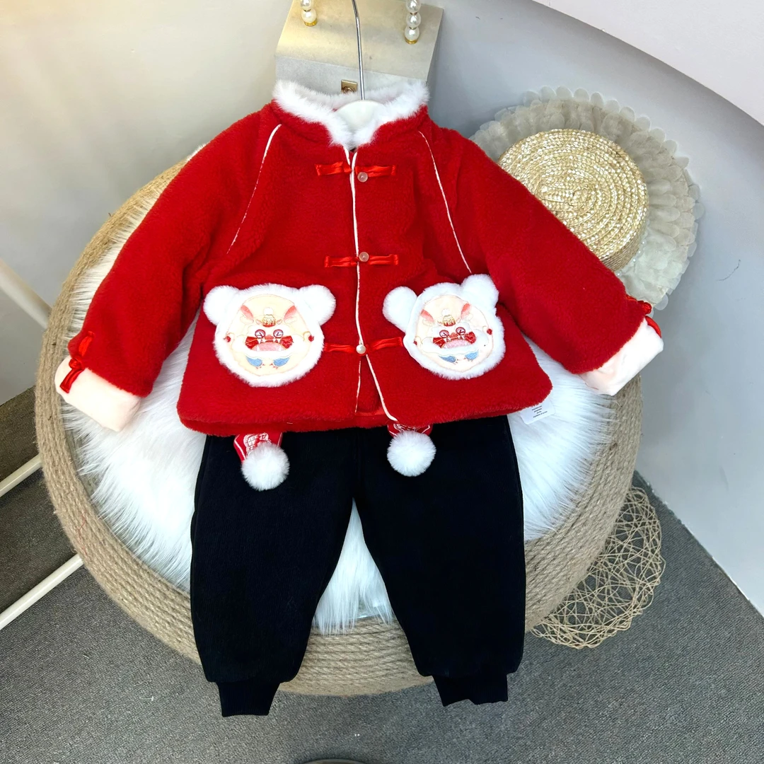 男童拜年服冬季2025新款儿童新年唐装套装男宝周岁礼服喜庆过年服