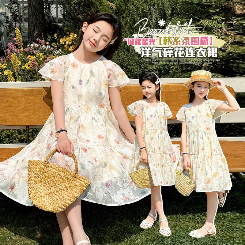 2025夏款新款韩版女童碎花连衣裙中大童公主连衣裙潮品牌童装