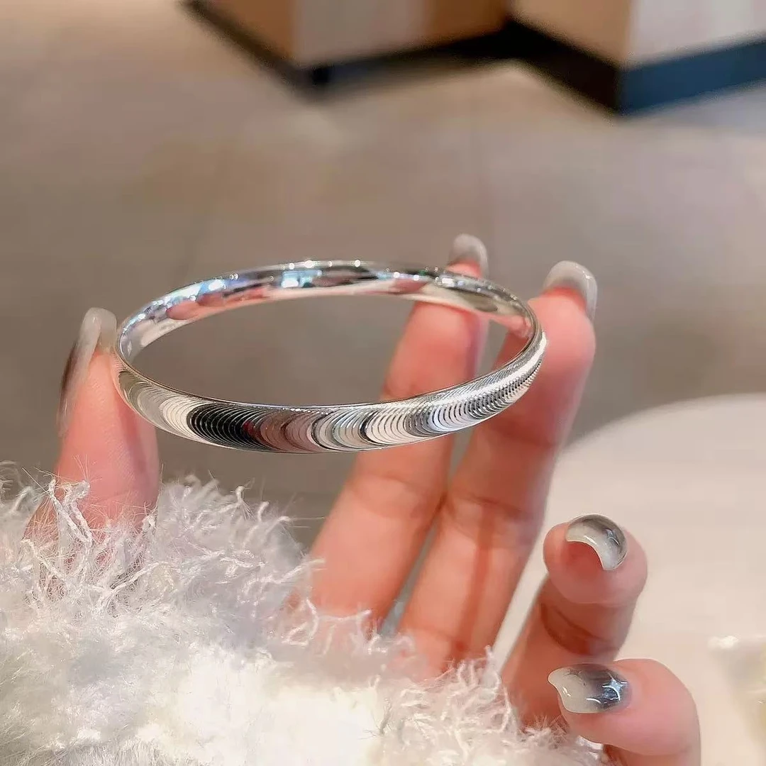 SZ161 猫眼手镯爆闪波浪纹小众设计实心