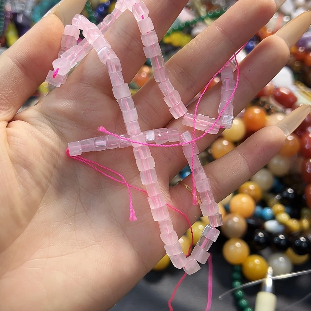 玛瑙/玉髓合金珠宝半成品粉水小方糖4✖️5