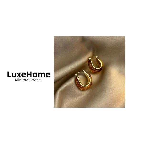 非金属亚克力耳饰 红色复古方形耳钉 H7147