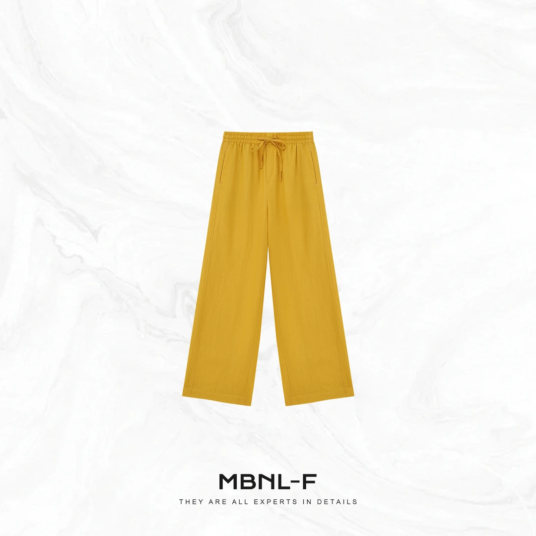 MBNL-F“加州夏日” 高定天丝亚麻混纺多巴胺阔腿裤 秦磊XM-XKZ2368