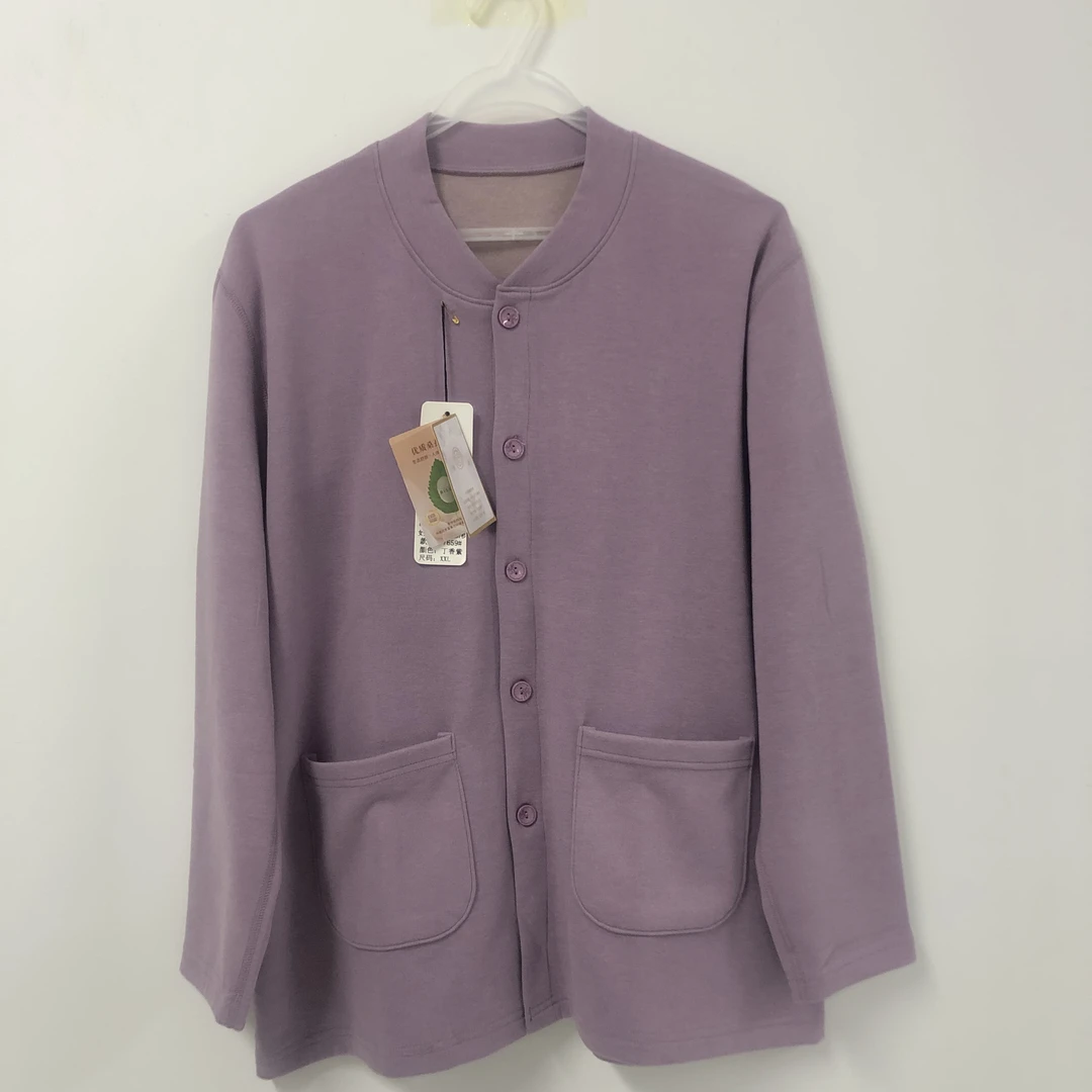 【情侣款】中老年德绒保暖秋衣7659/9123加大加肥系扣上衣开衫