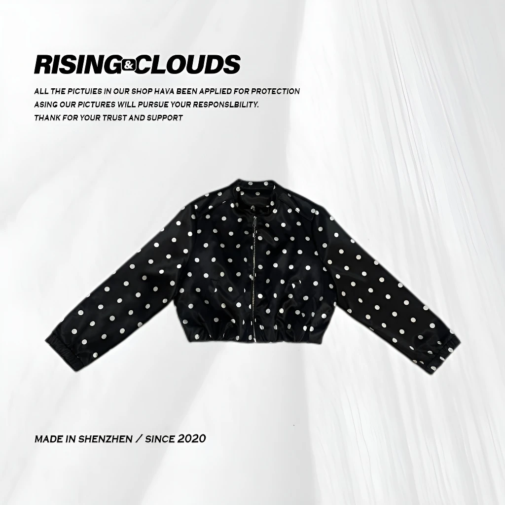 RISING&CLOUDS小云姐【墨雪】2025深圳气质时尚波点缎面夹克030034