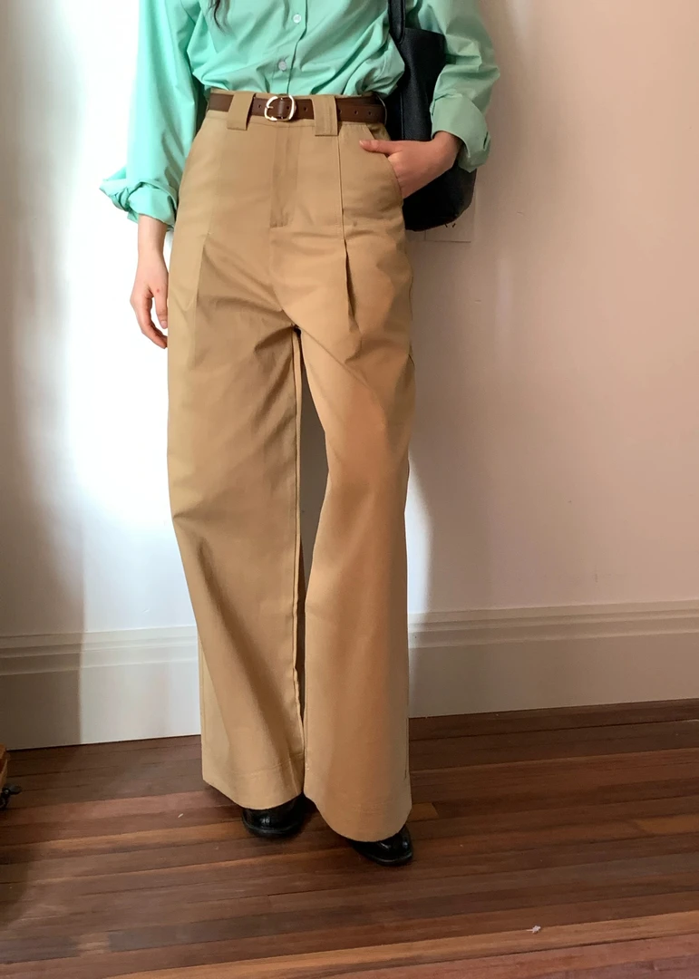 Yohaaa自制 早春高腰显瘦美式复古褶皱休闲裤女百搭拖地阔腿裤