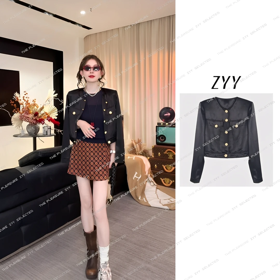 ZYY铭顺【耶鲁女主】2025S/S新品金扣名媛气质短款小香外套X25CW256