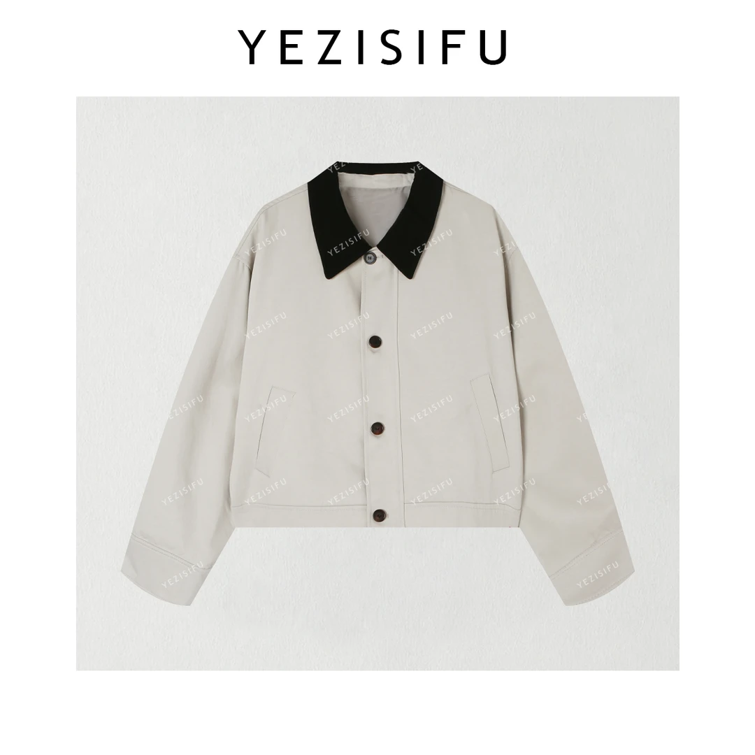 欧尼私服【撞色翻领外套】2025早秋新款时尚百搭上衣 2509C5542