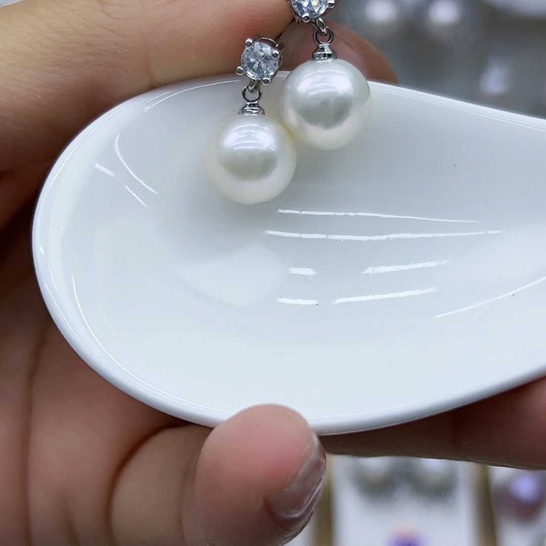 银S925镶嵌耳饰淡水珍珠