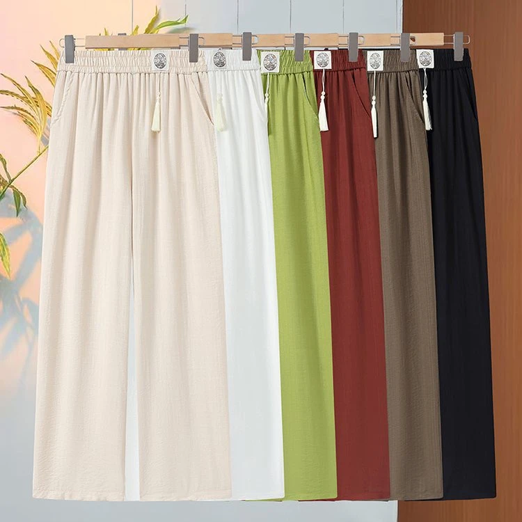 [升级版樱花裤]2025夏季新款窄版直筒裤宽松显瘦中式阔腿九分裤女