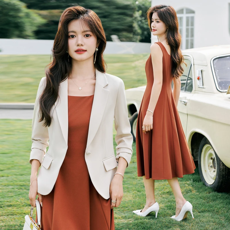 西装连衣裙品质高级感女2025新款春秋高级感无袖背心吊带裙打底裙
