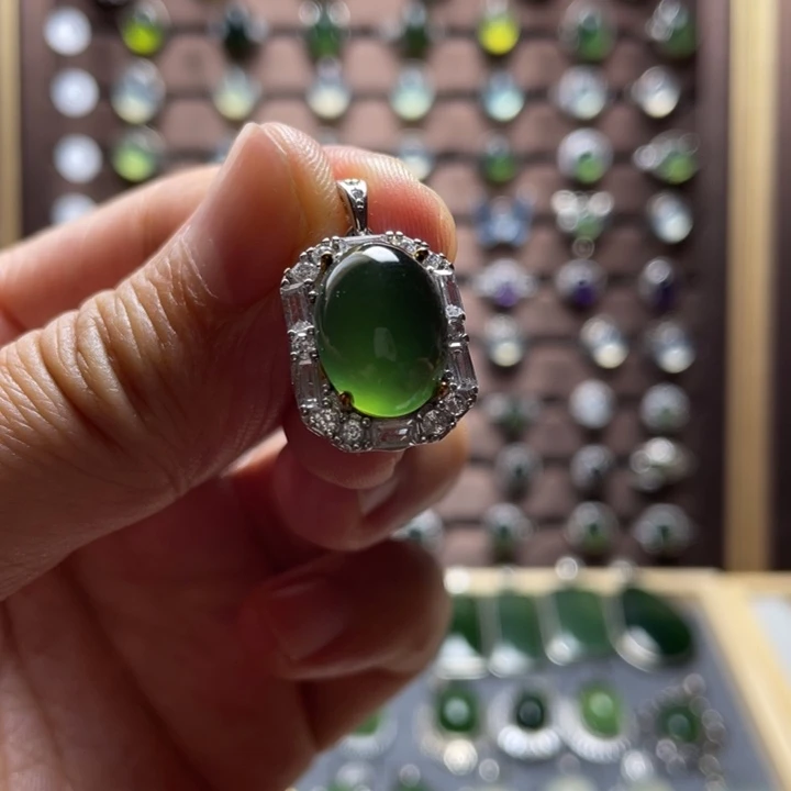 蛇纹石玉银S925镶嵌戒指