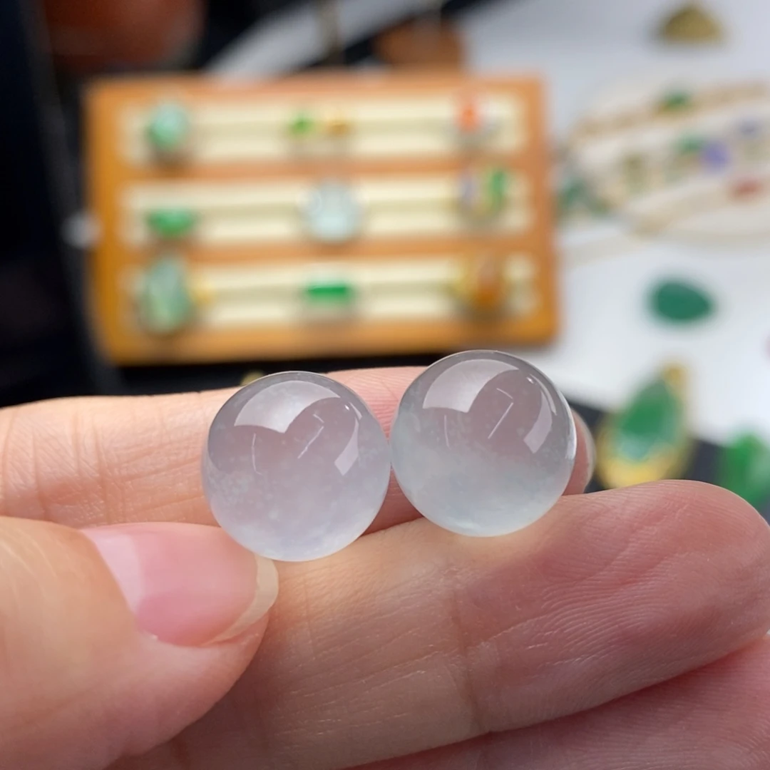 定制翡翠未镶嵌     雪花棉冰透珠子