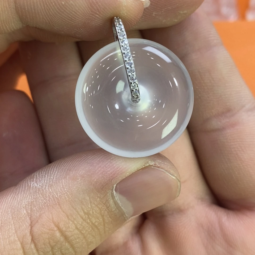 石英质玉吊坠银S925镀金镶嵌花*夜