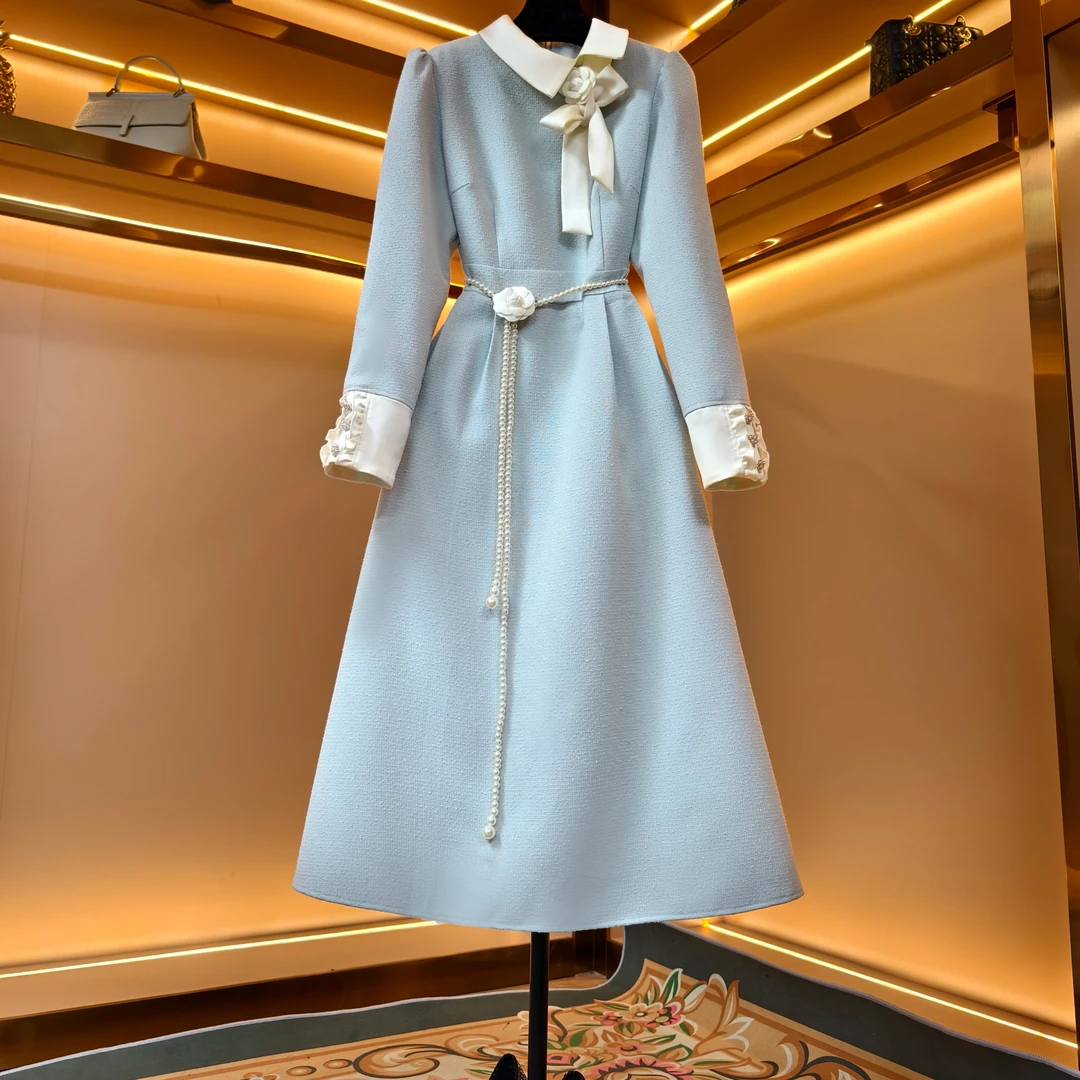 【天空之镜】{晖晖}轻奢设计师优雅气质修身时尚收腰连衣裙-85682