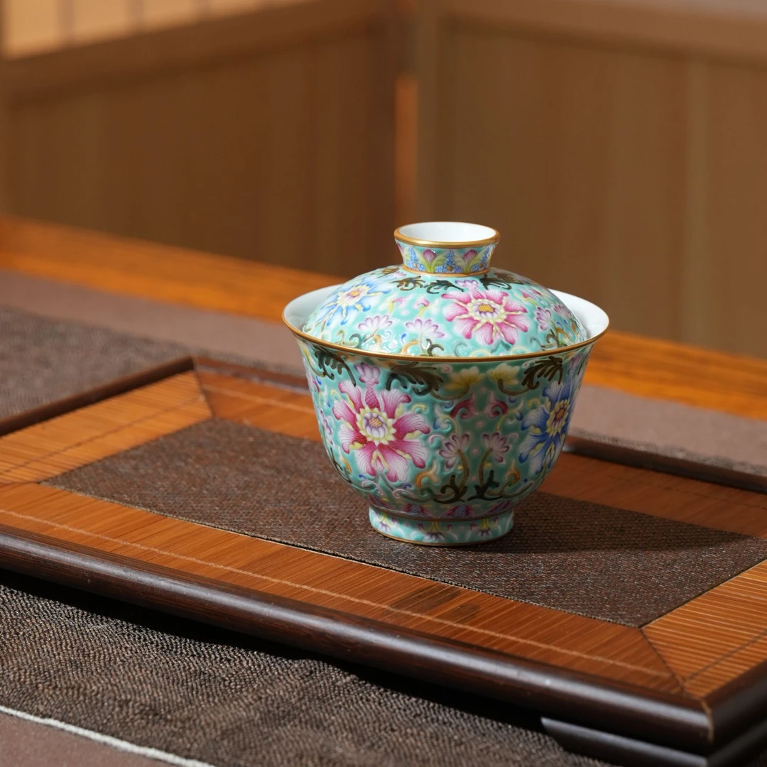 溢珍堂  花开富贵新款盖碗