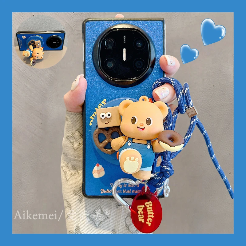 适用华为mateX6折叠屏手机壳matex5典藏版黄油小熊matex3磁吸支架