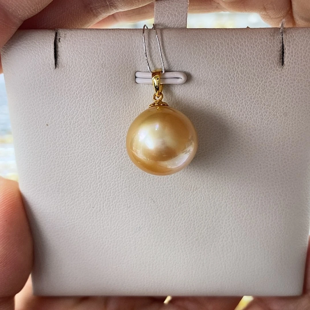 海水珍珠吊坠(不含链)18K金镶嵌南洋金珠15-16m m