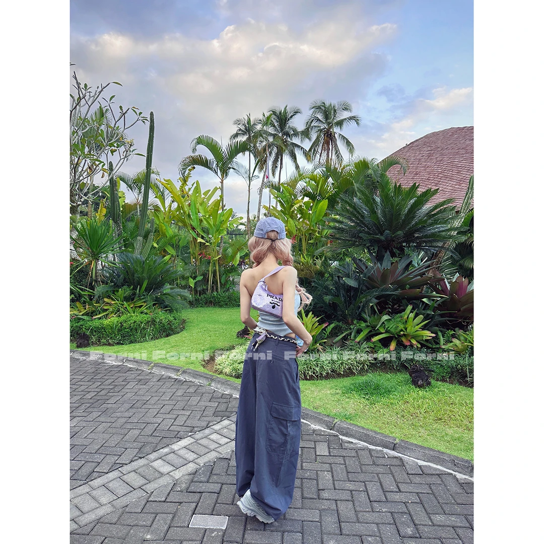 FORNI 弯修容裤 美式街头感麻花布绳腰带新疆棉廓形工装弯裤