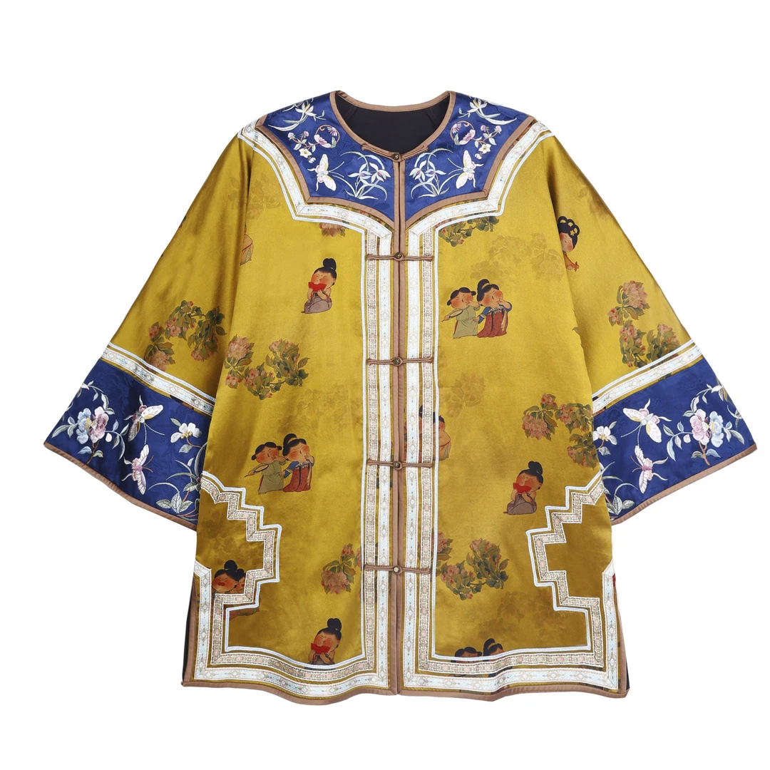 JINYU矜羽【梦舞】香云纱五分袖小唐人刺绣外套  新中式国风上衣