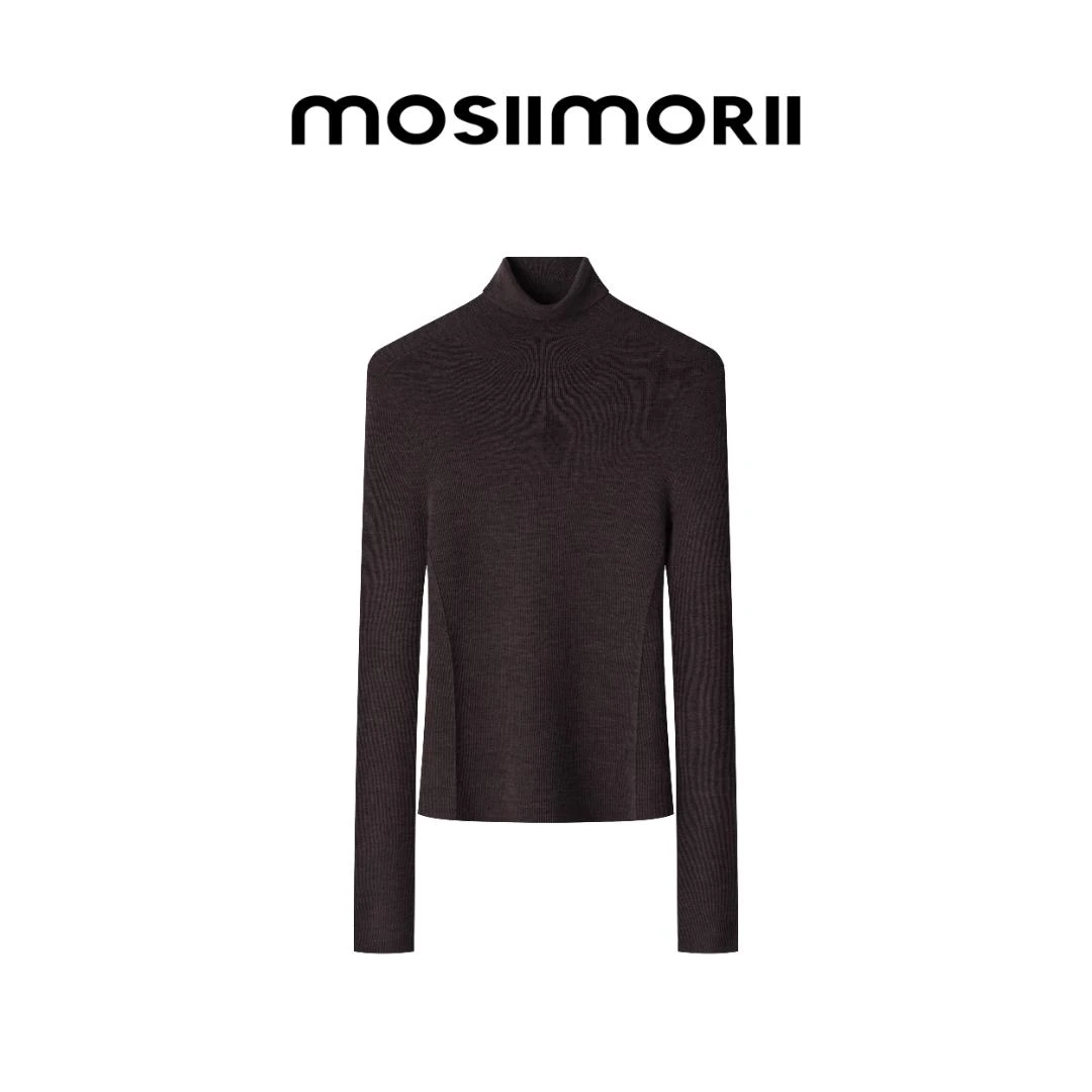 MOSIIMORII【慢时光-中领】100%羊毛衫长袖无缝成衣女打底长款针织