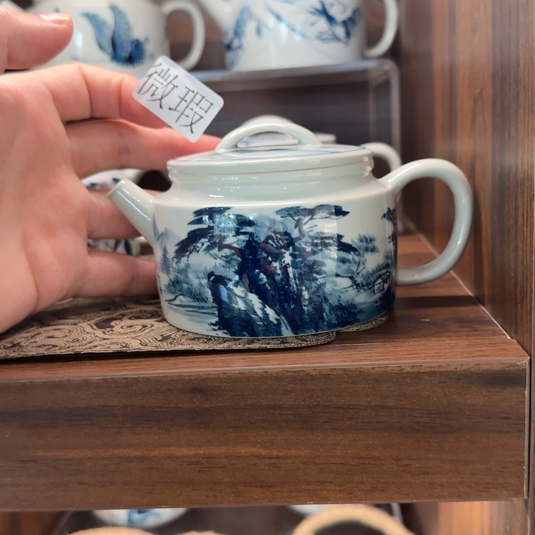 釉下手绘茶具微瑕