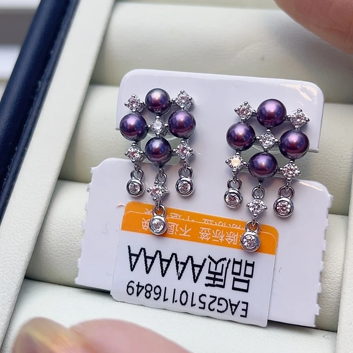 银S925镶嵌淡水珍珠耳饰w20