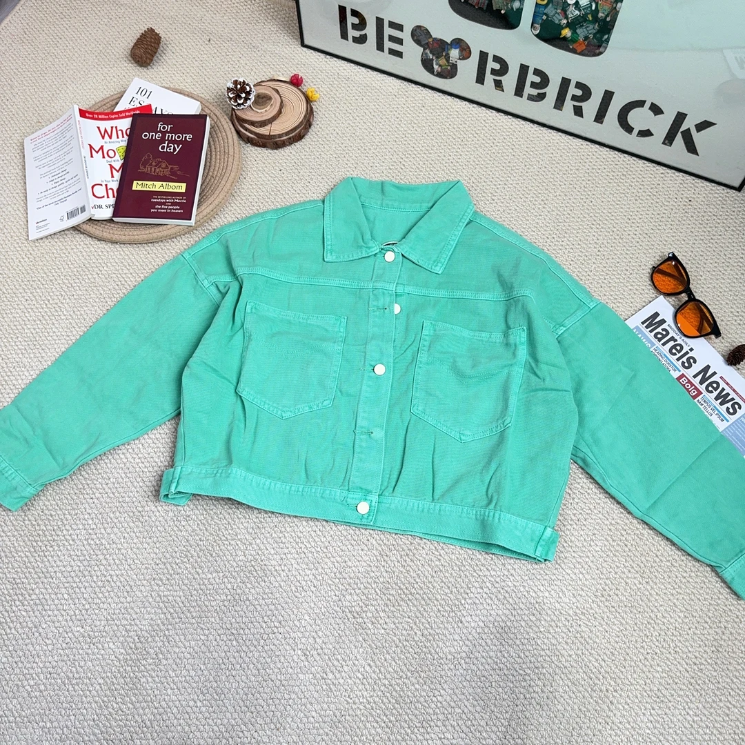 2025早春新款潮牌纯色加厚长袖牛仔外套8853